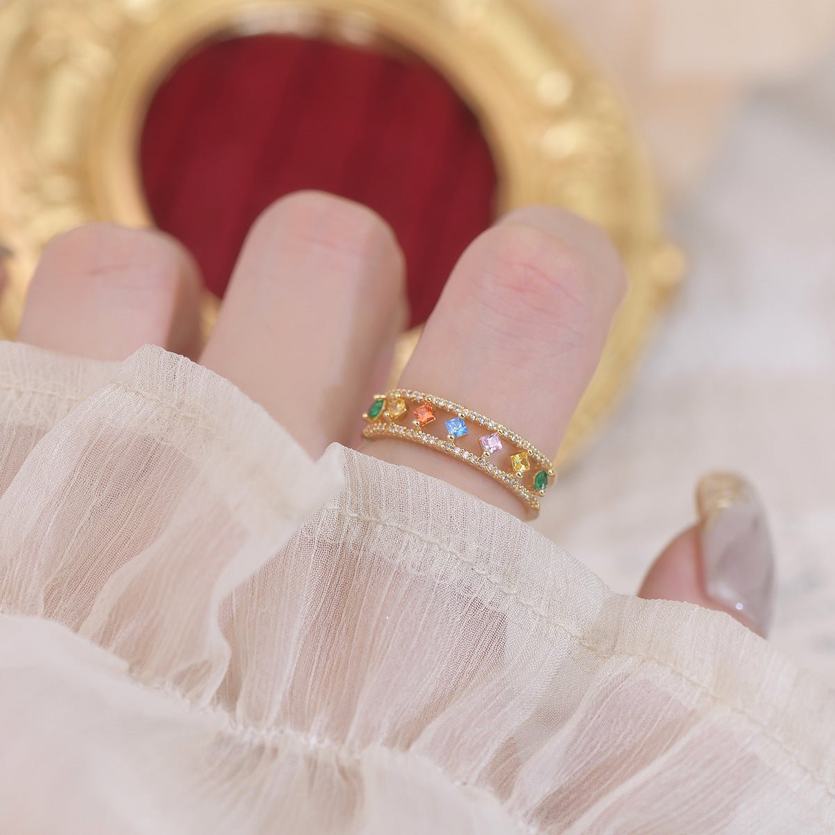 Rainbow Gemstone Ring - Gold - Plated - Abbott Atelier