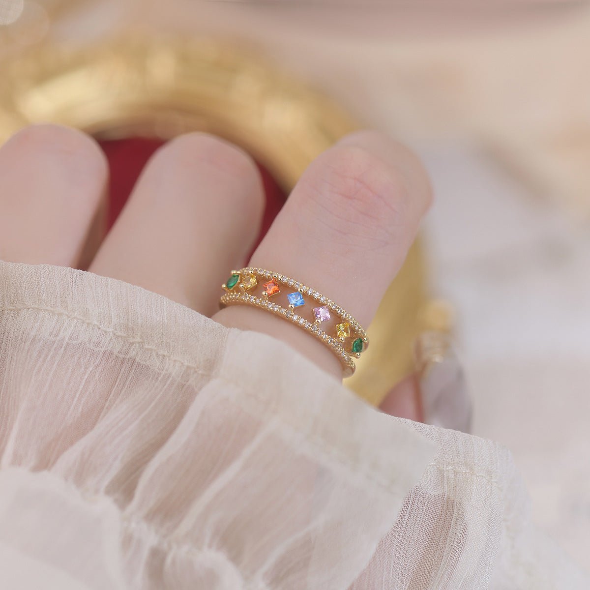 Rainbow Gemstone Ring - Gold - Plated - Abbott Atelier