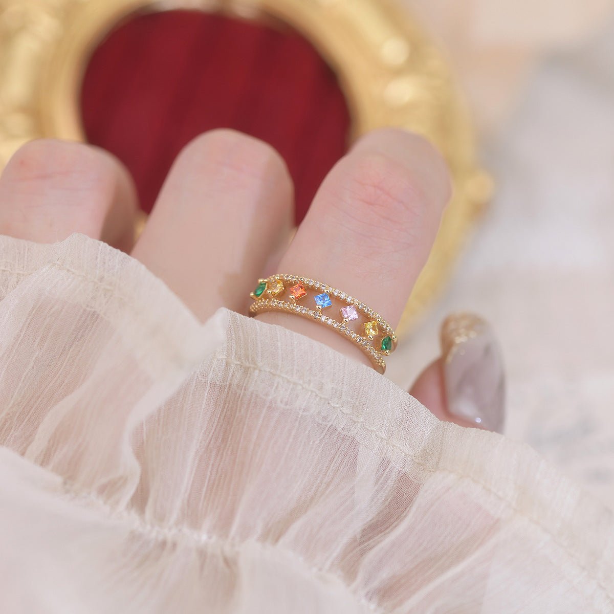 Rainbow Gemstone Ring - Gold - Plated - Abbott Atelier