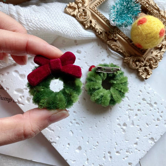 Red Bow Wreath Pin - Abbott Atelier - Abbott Atelier