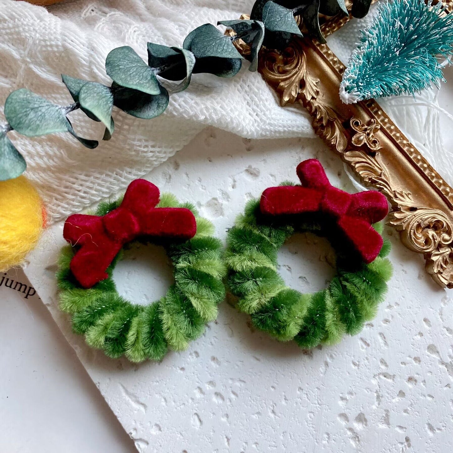 Red Bow Wreath Pin - Abbott Atelier - Abbott Atelier