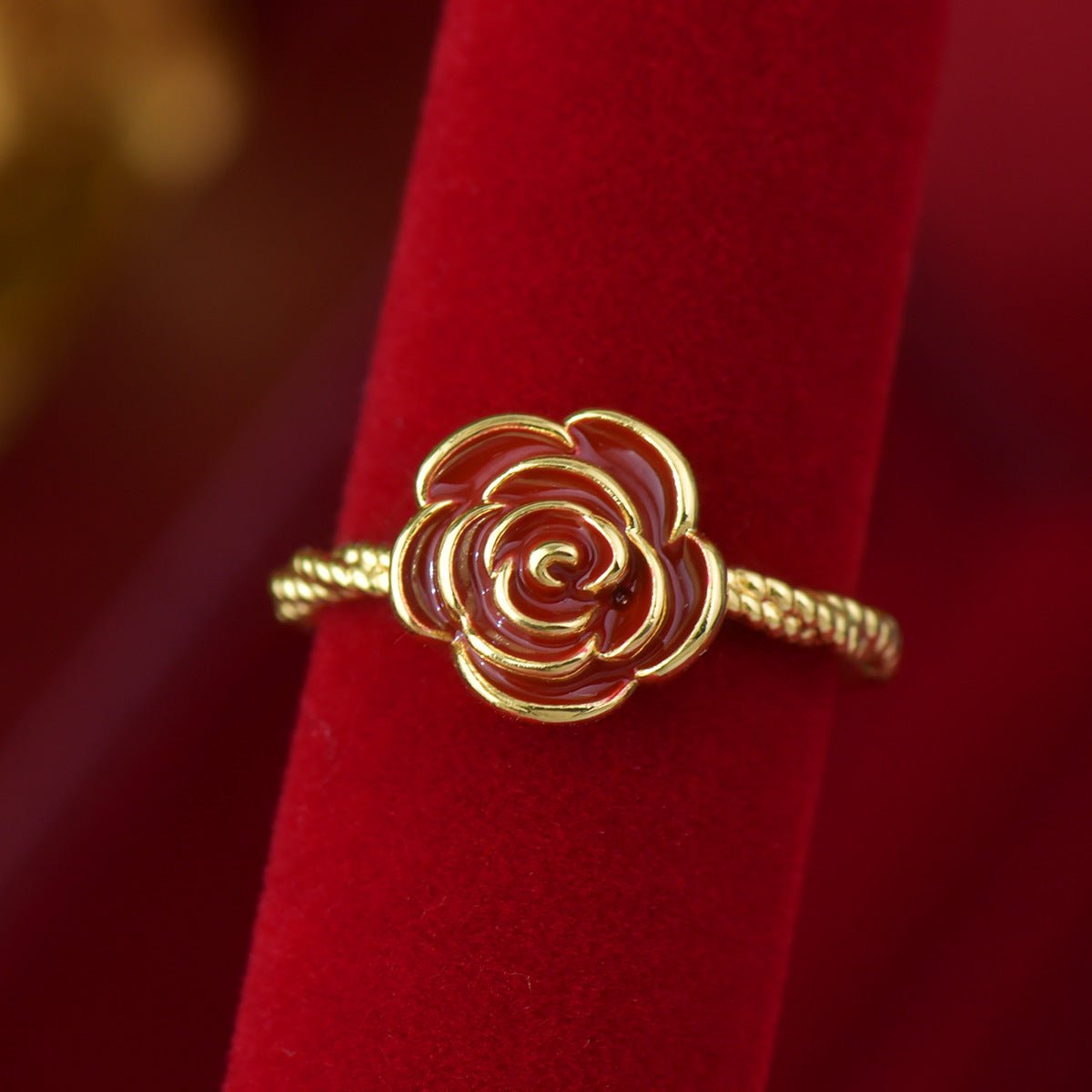Red Camellia Ring - Gold - Plated - Abbott Atelier