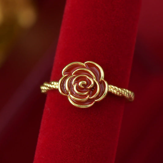 Red Camellia Ring - Gold - Plated - Abbott Atelier