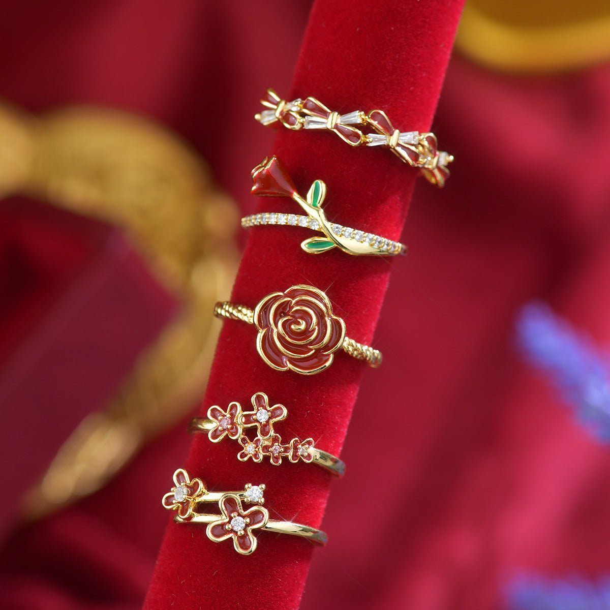 Red Camellia Ring - Gold - Plated - Abbott Atelier