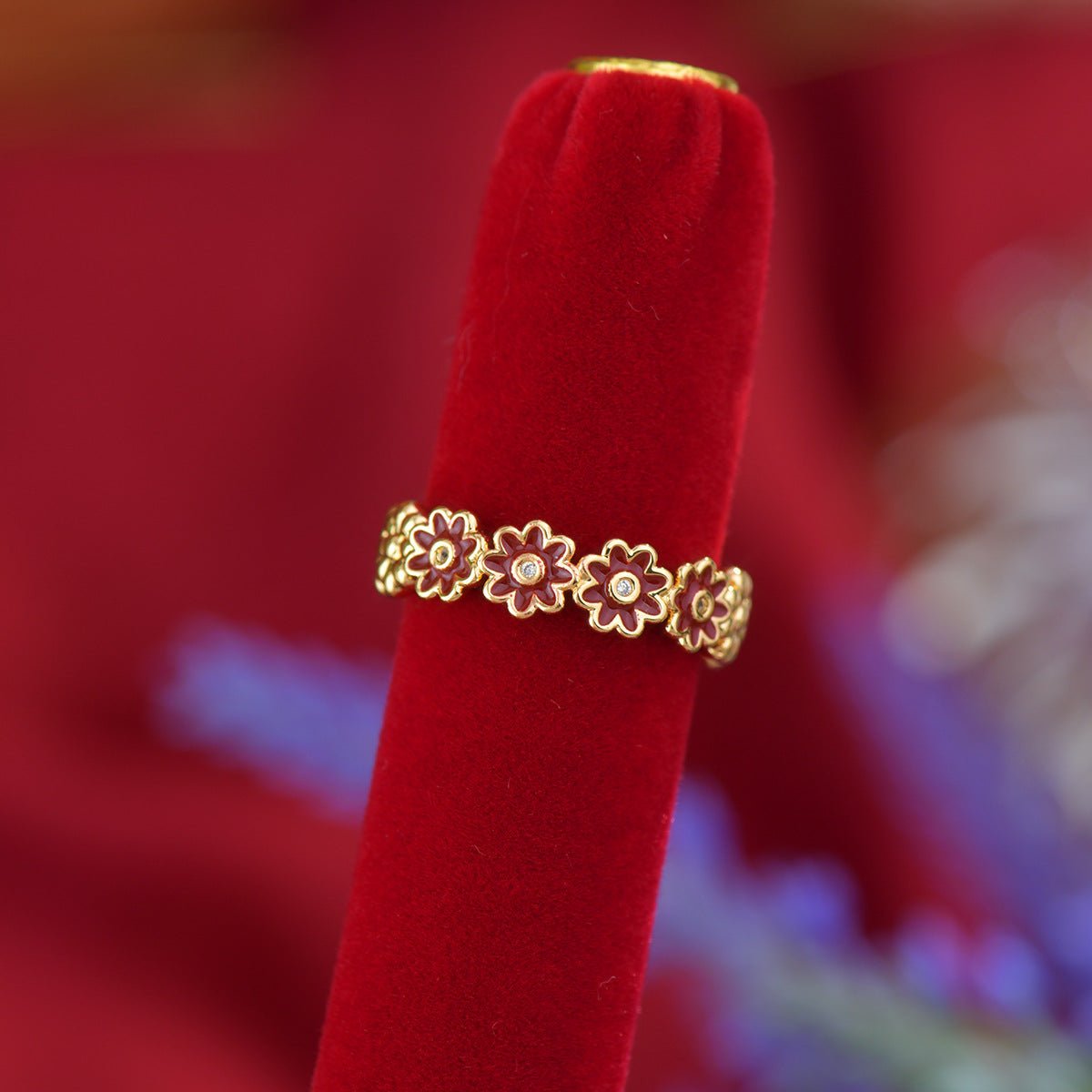 Red Daisy Band Ring - Gold - Plated - Abbott Atelier