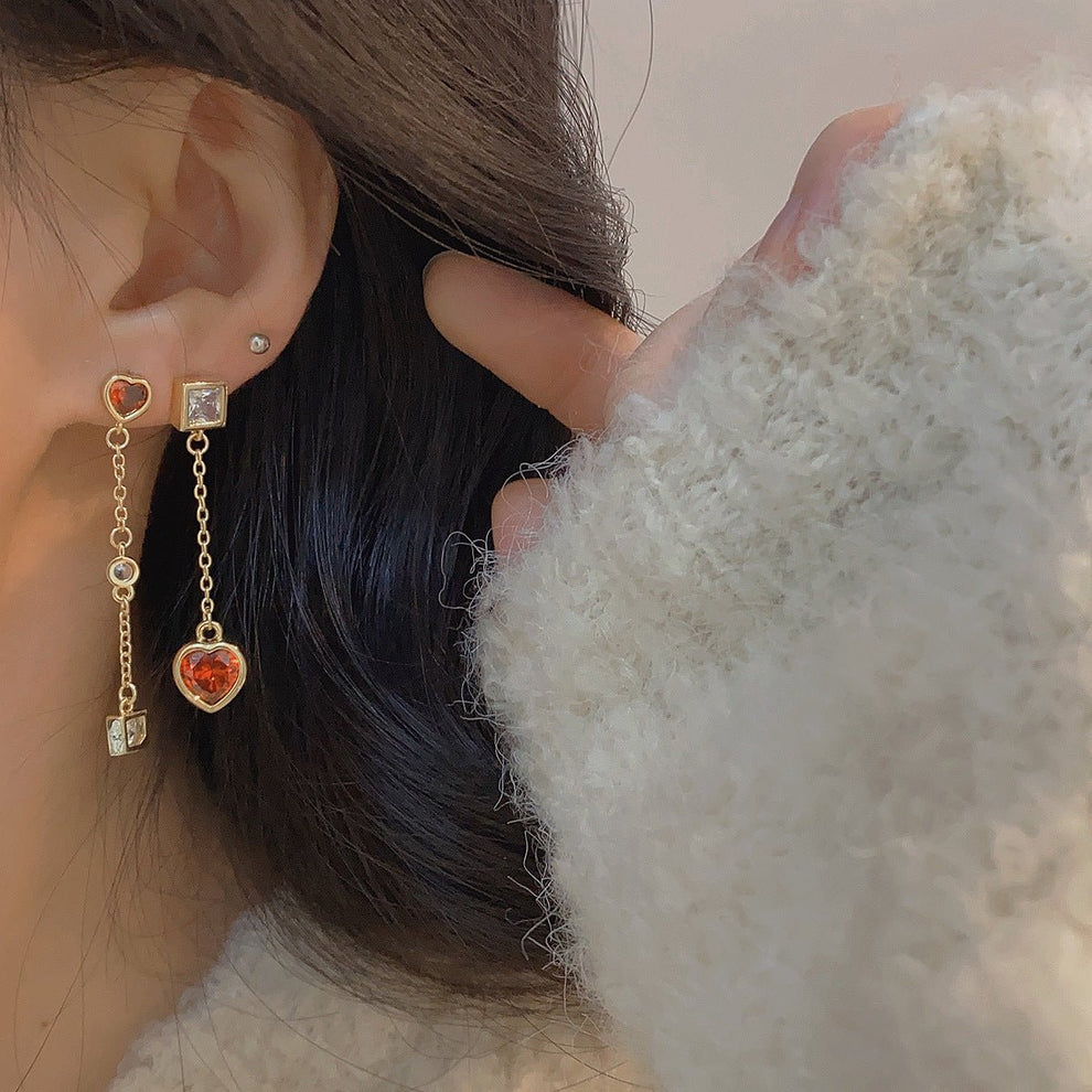Ruby Heart Drop Earrings | Abbott Atelier | Artisan Jewelry