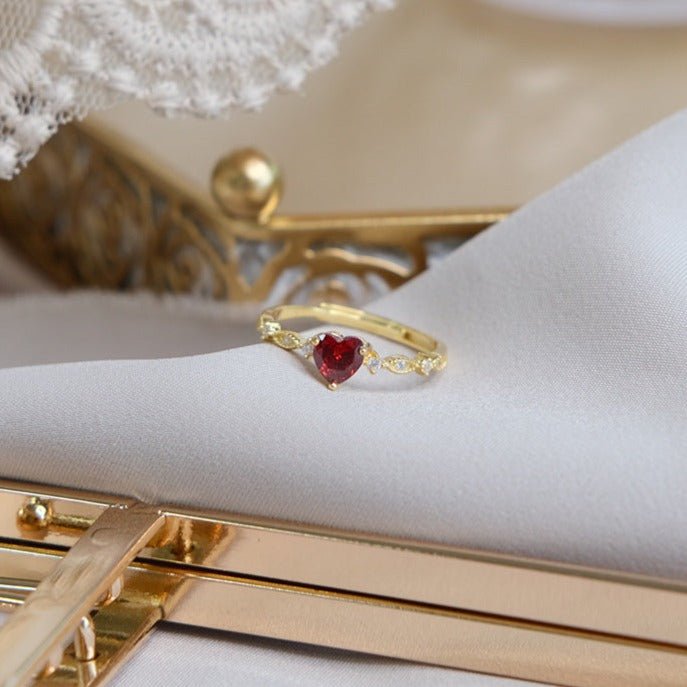Ruby Heart Ring (Solid Silver)