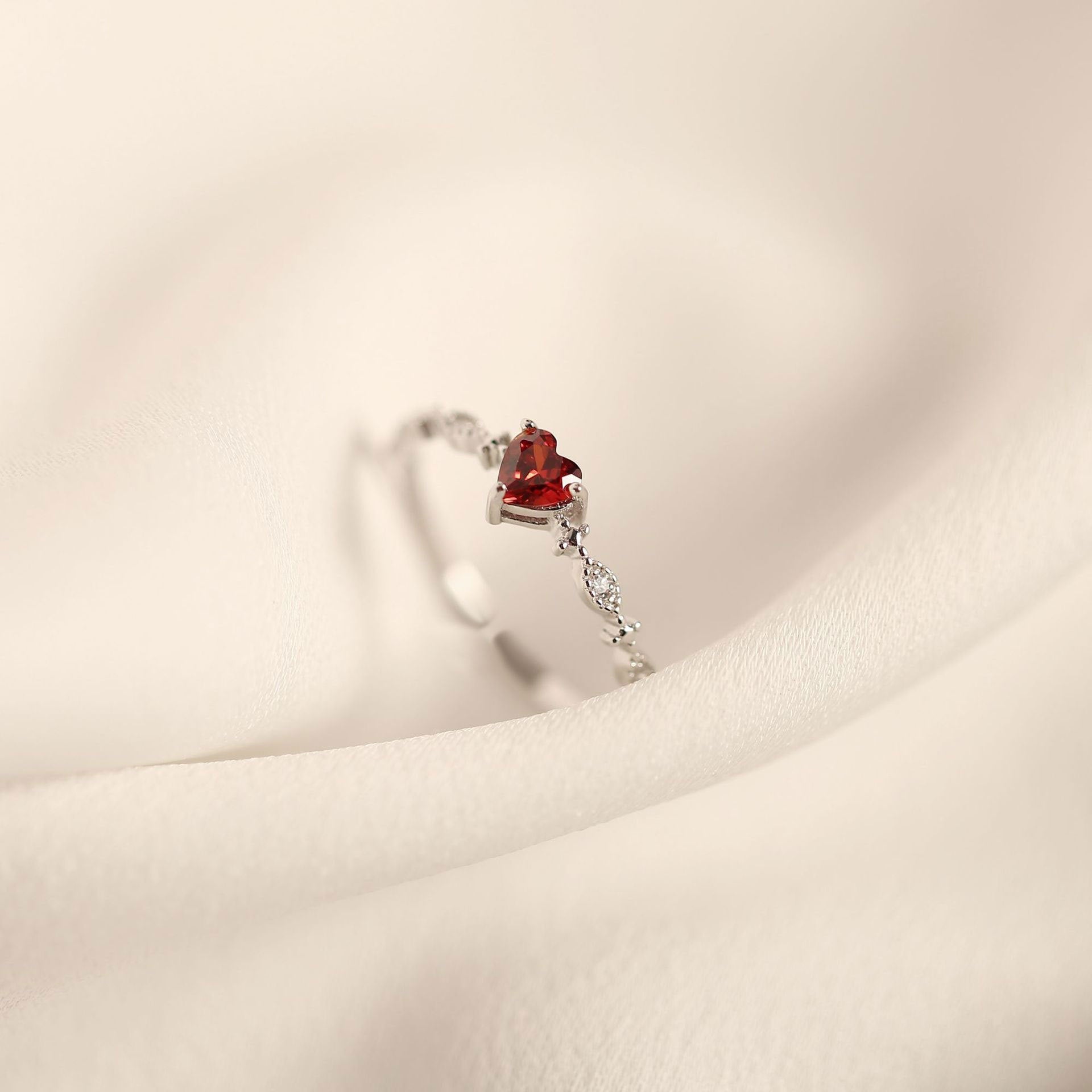 Ruby Heart Ring (Solid Silver)