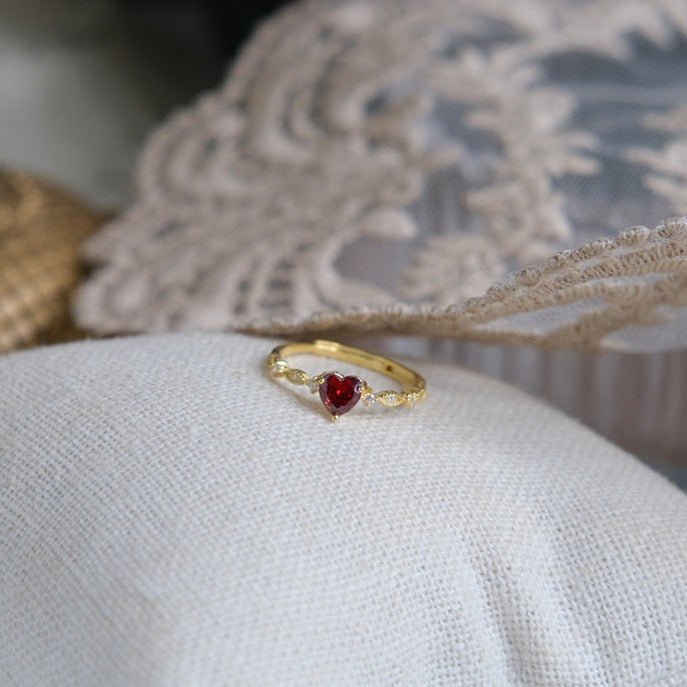 Ruby Heart Ring (Solid Silver)