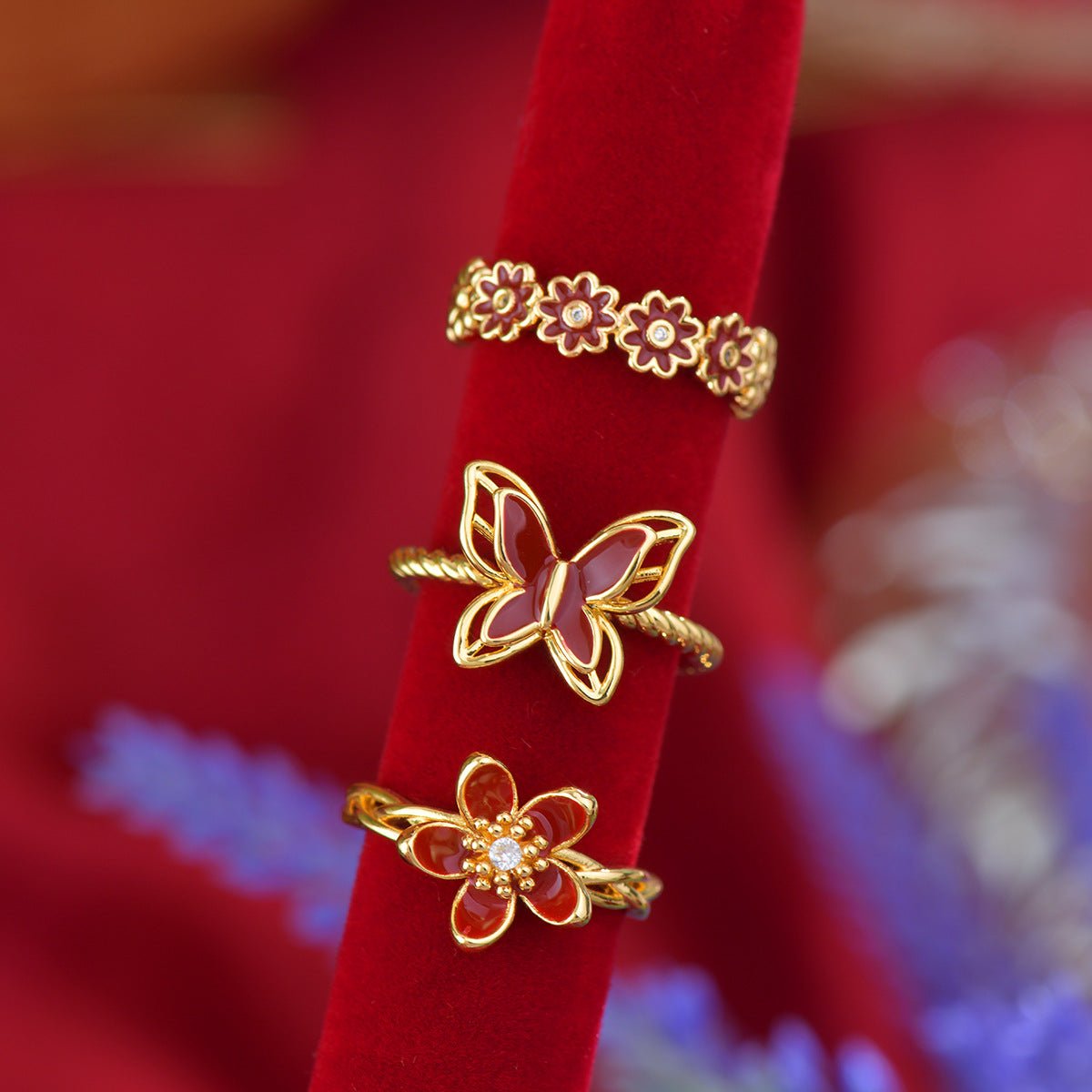 Red Mariposa Ring - Gold - Plated - Abbott Atelier