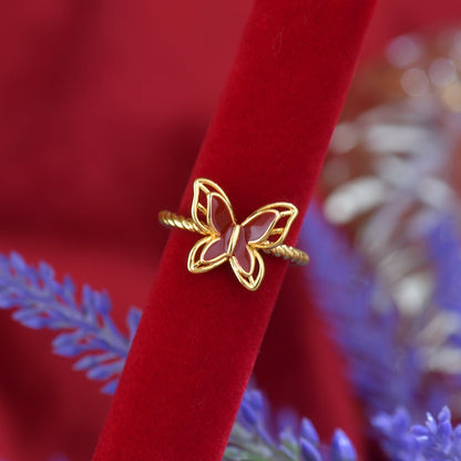 Red Mariposa Ring - Gold - Plated - Abbott Atelier