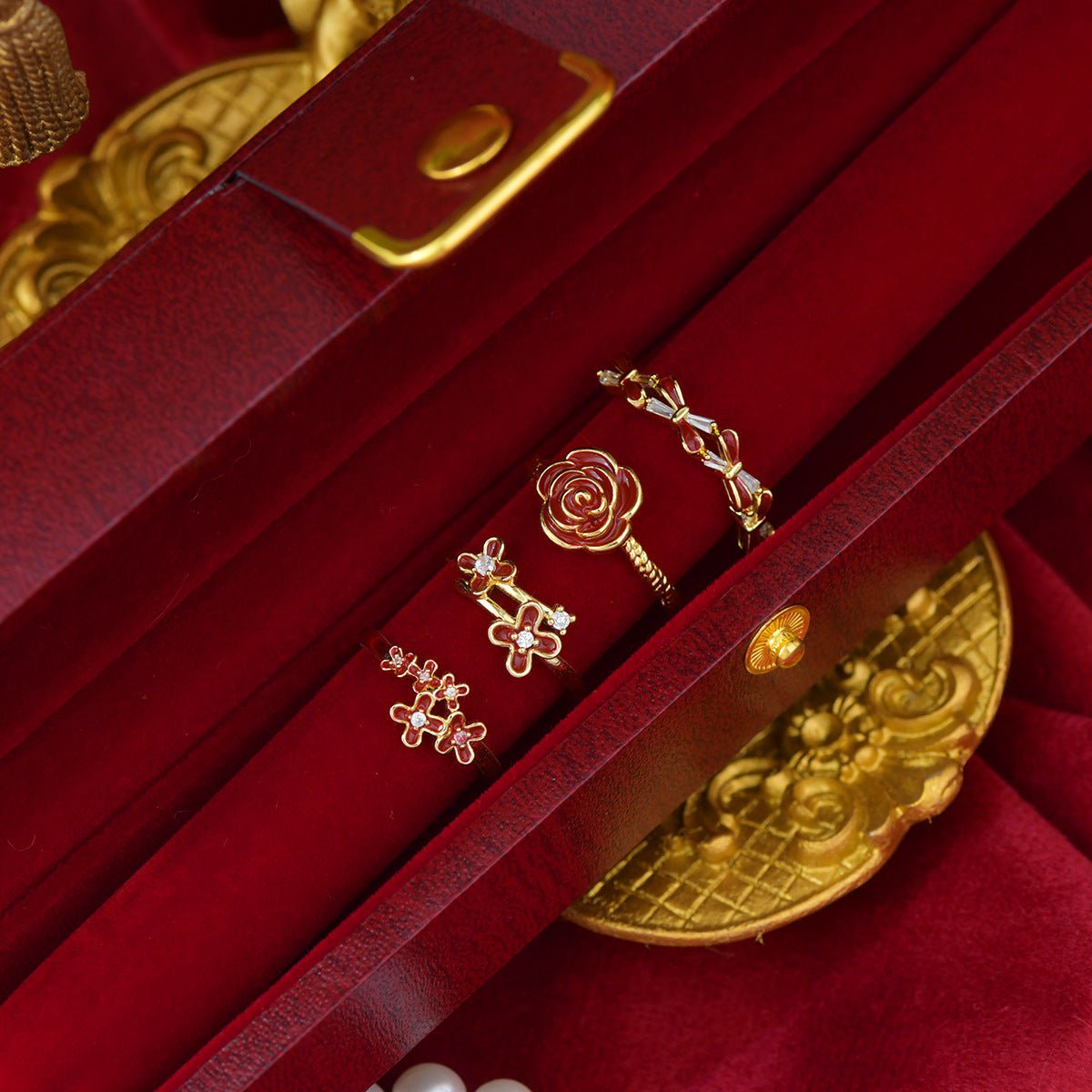 Red Pentas Ring - Gold - Plated - Abbott Atelier