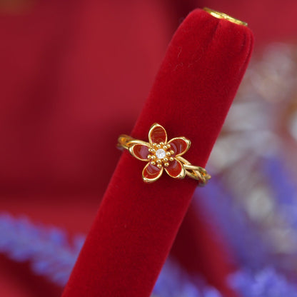 Red Primrose Ring - Gold - Plated - Abbott Atelier