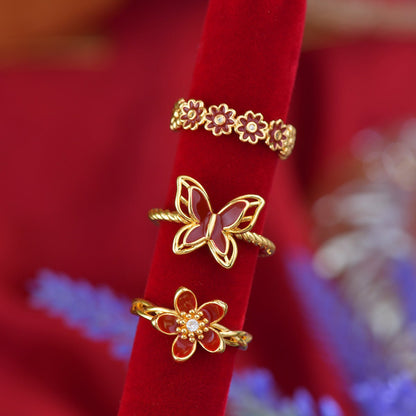 Red Primrose Ring - Gold - Plated - Abbott Atelier