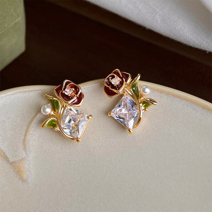 Red Rose Earrings - Hypoallergenic - Abbott Atelier