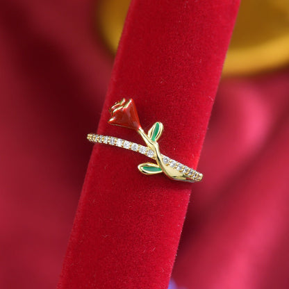 Red Rose Ring - Gold - Plated - Abbott Atelier