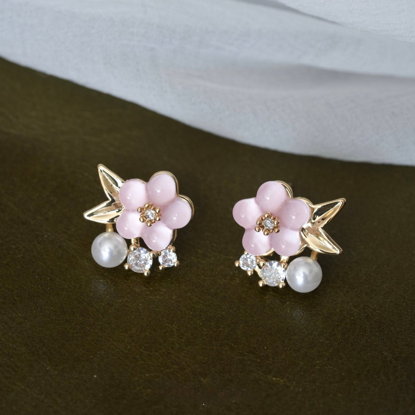 Rina Cherry Blossom Earrings - Gold - Plated - Abbott Atelier