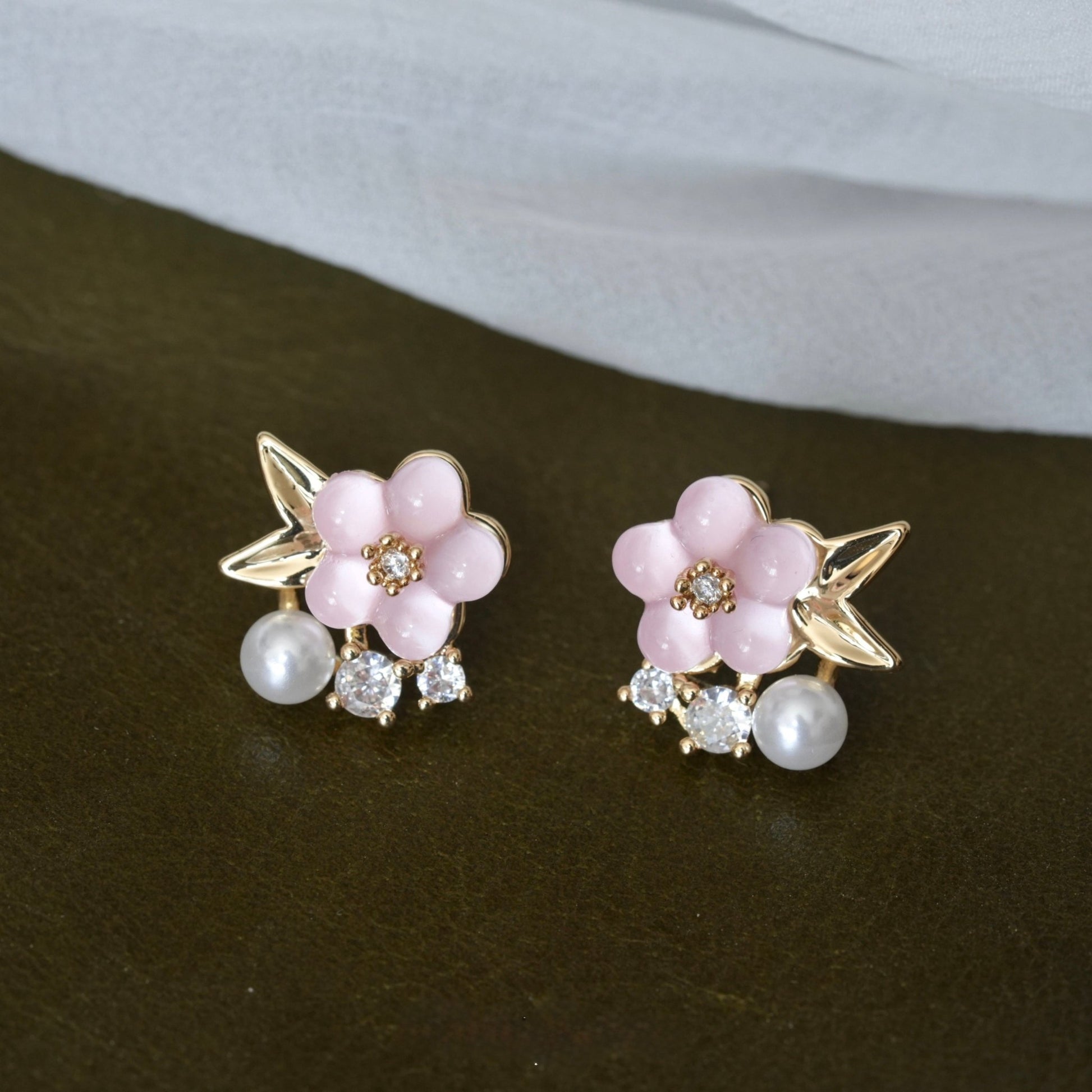 Rina Cherry Blossom Earrings - Gold - Plated - Abbott Atelier