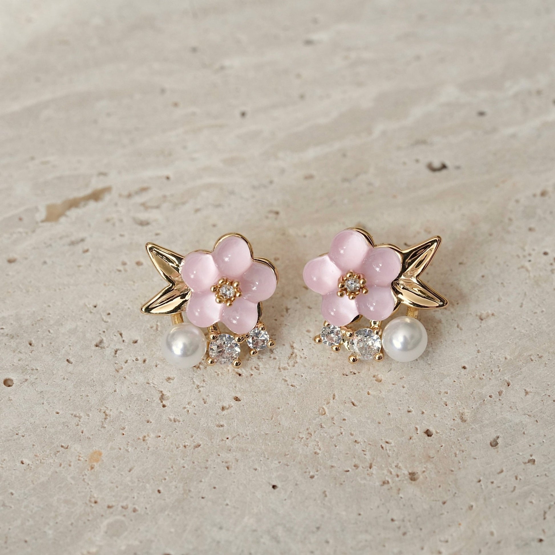 Rina Cherry Blossom Earrings - Gold - Plated - Abbott Atelier