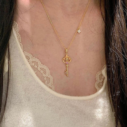 Rosé Rococo Key Necklace - Gold Plated - Abbott Atelier