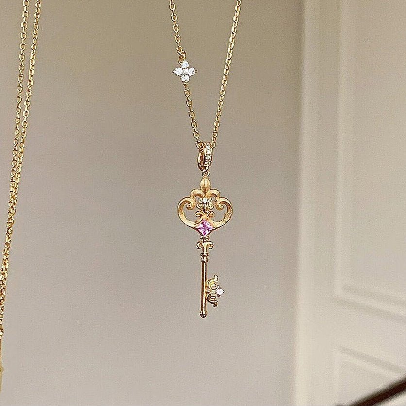 Rosé Rococo Key Necklace - Gold Plated - Abbott Atelier