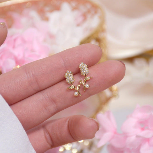 Rose Stud Earrings - Hypoallergenic - Abbott Atelier