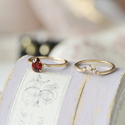 Roselle Tiara Ring Set - Gold - Plated - Abbott Atelier