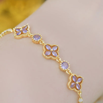Rosisela Bracelet in Purple - Gold Plated - Abbott Atelier