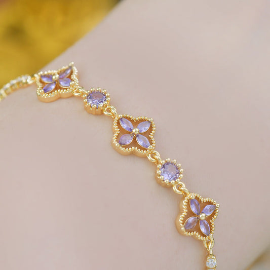 Rosisela Bracelet in Purple - Gold Plated - Abbott Atelier