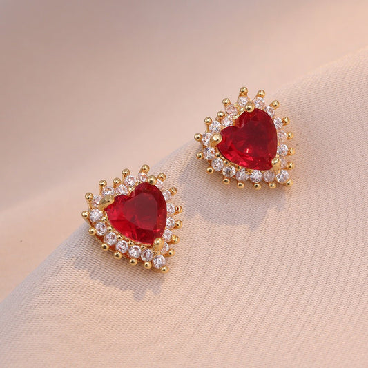 Rouge Heart Earrings - Hypoallergenic - Abbott Atelier