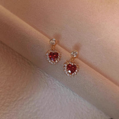 Rouge Heart Earrings in Rose Gold - Hypoallergenic - Abbott Atelier