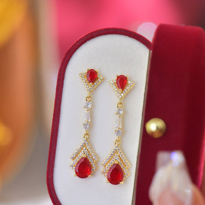 Ruby Baroque Drop Earrings - Marisa - Hypoallergenic - Abbott Atelier