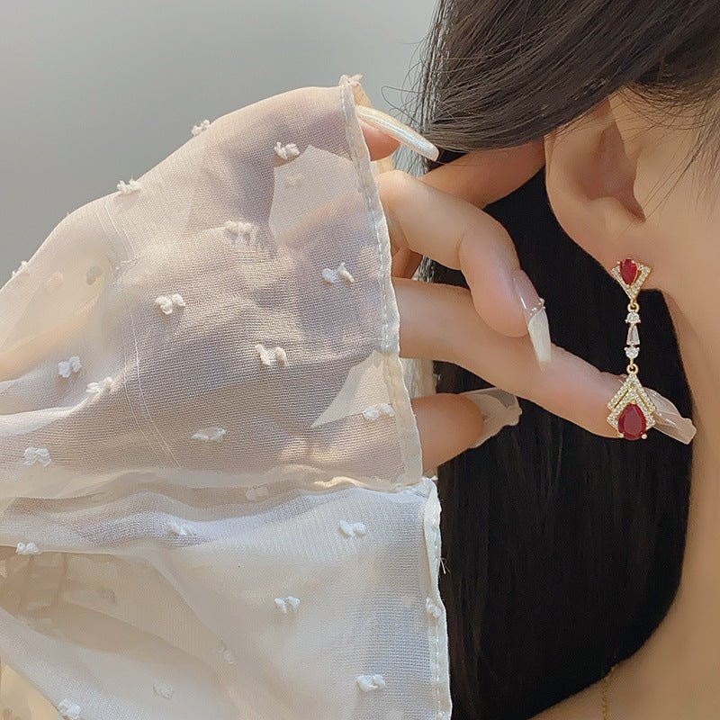 Ruby Baroque Drop Earrings - Marisa - Hypoallergenic - Abbott Atelier