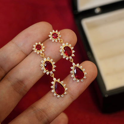 Ruby Baroque Drop Earrings - Rosa - Hypoallergenic - Abbott Atelier