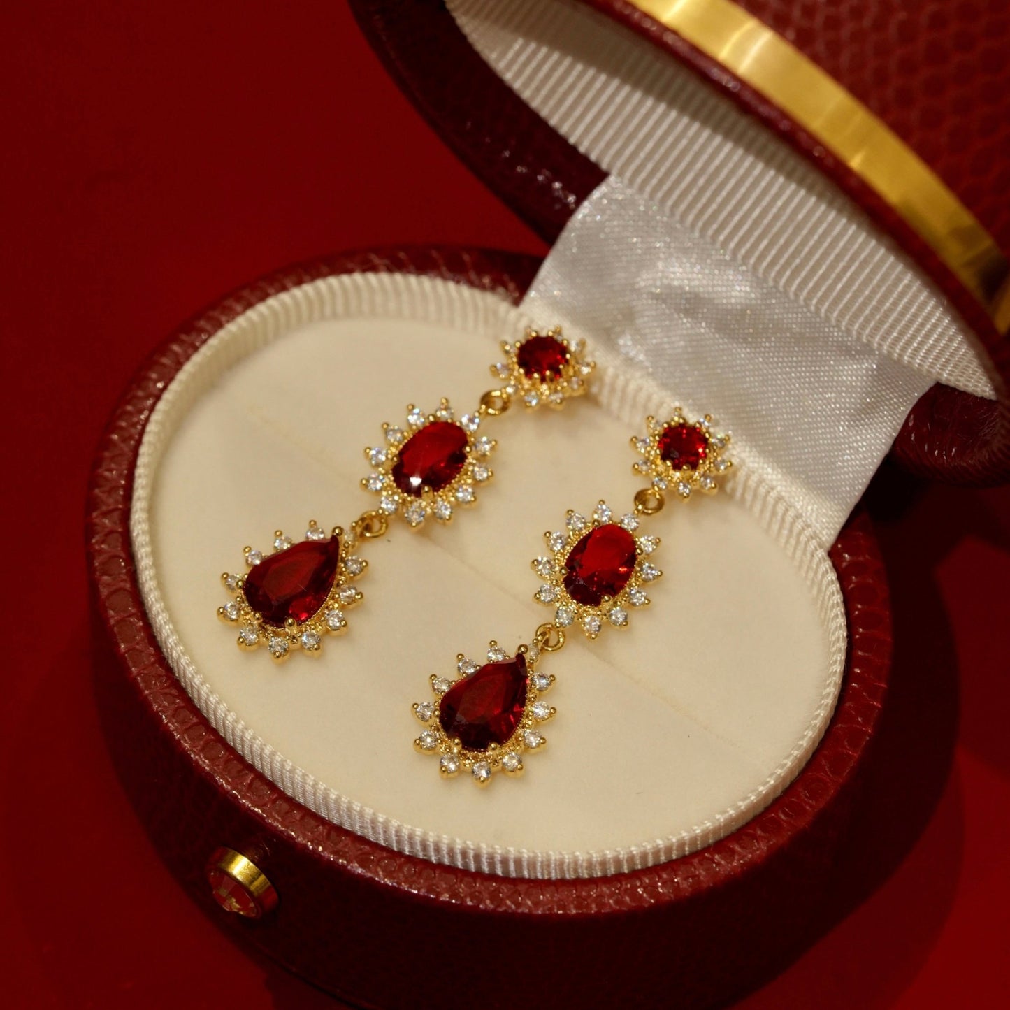 Ruby Baroque Drop Earrings - Rosa - Hypoallergenic - Abbott Atelier