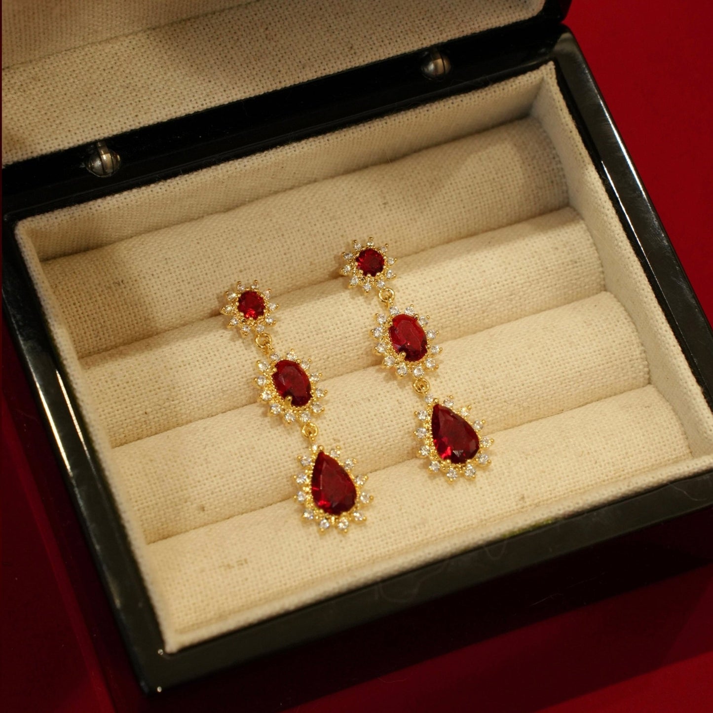 Ruby Baroque Drop Earrings - Rosa - Hypoallergenic - Abbott Atelier