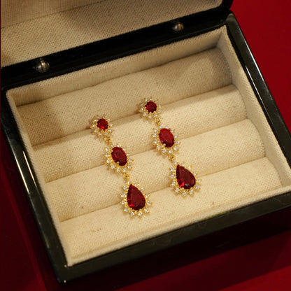 Ruby Baroque Drop Earrings - Rosa - Hypoallergenic - Abbott Atelier