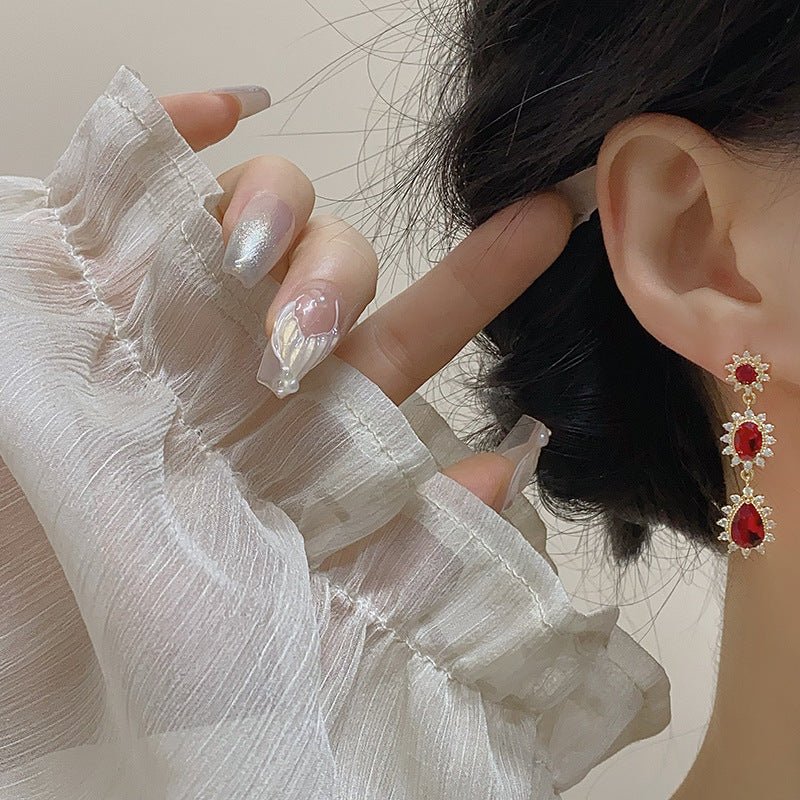 Ruby Baroque Drop Earrings - Rosa - Hypoallergenic - Abbott Atelier