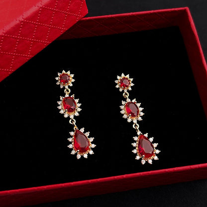 Ruby Baroque Drop Earrings - Rosa - Hypoallergenic - Abbott Atelier