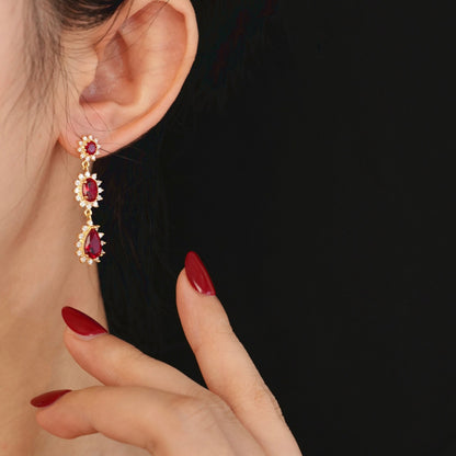 Ruby Baroque Drop Earrings - Rosa - Hypoallergenic - Abbott Atelier