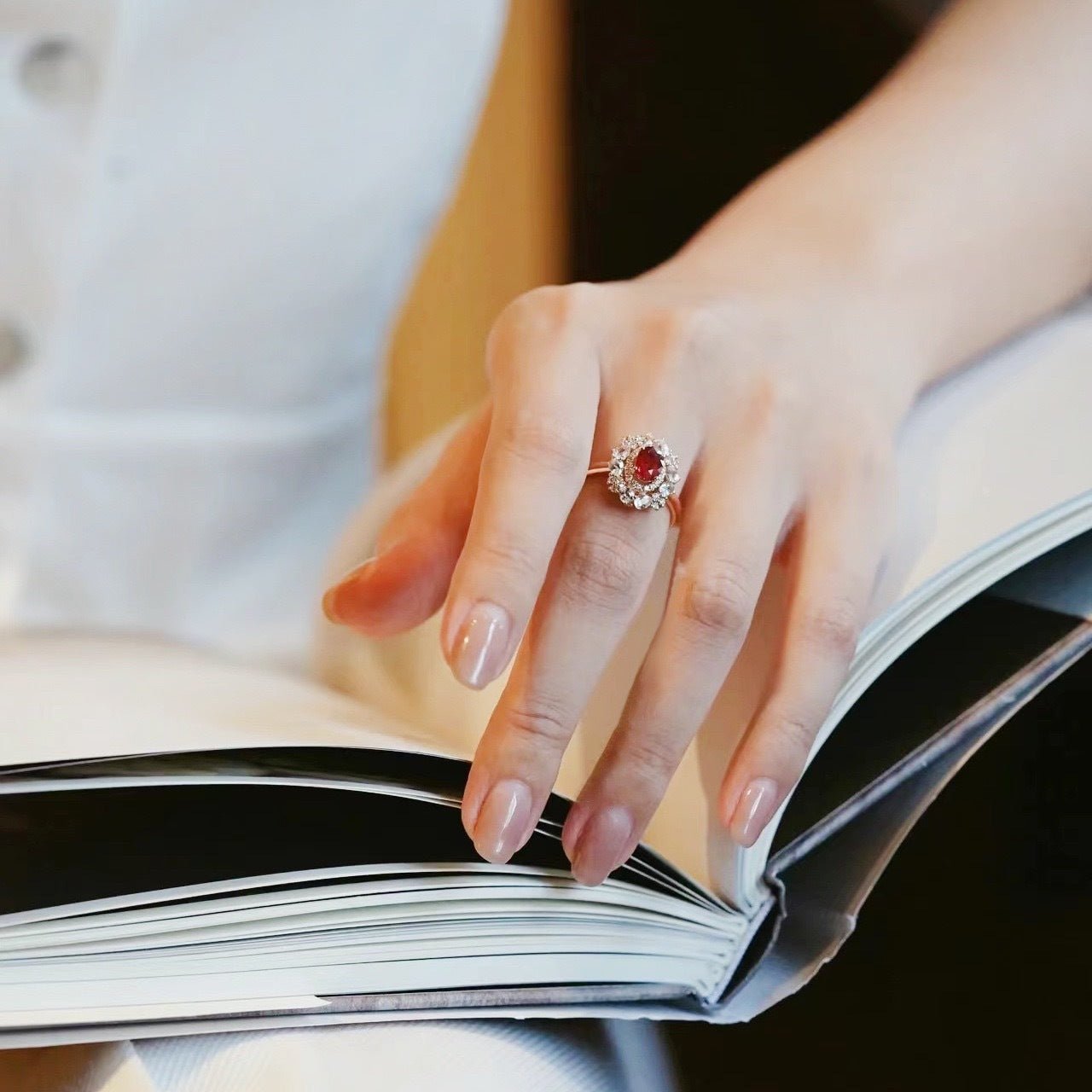 Ruby Dahlia Ring - Gold - Plated - Abbott Atelier
