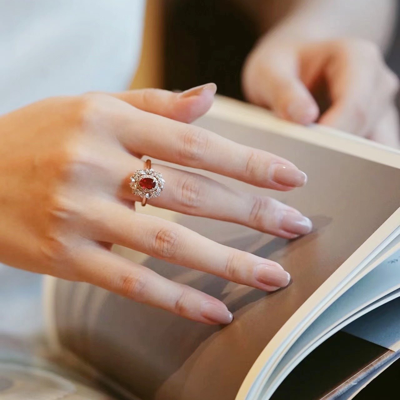 Ruby Dahlia Ring - Gold - Plated - Abbott Atelier