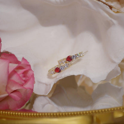 Ruby Heart Hoop Earrings - Hypoallergenic - Abbott Atelier