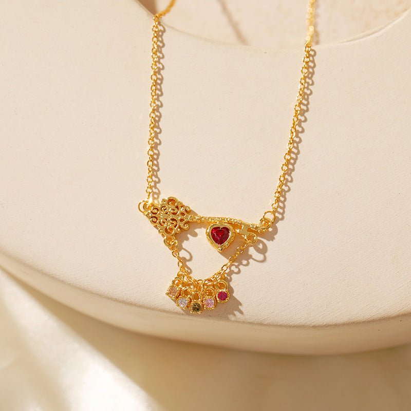 Ruby Heartlock Key Necklace - Gold Plated - Abbott Atelier
