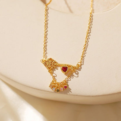 Ruby Heartlock Key Necklace - Gold Plated - Abbott Atelier