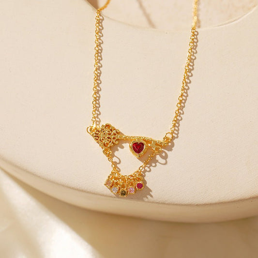 Ruby Heartlock Key Necklace - Gold Plated - Abbott Atelier