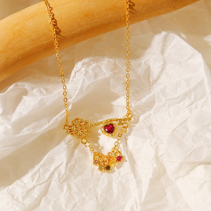 Ruby Heartlock Key Necklace - Gold Plated - Abbott Atelier