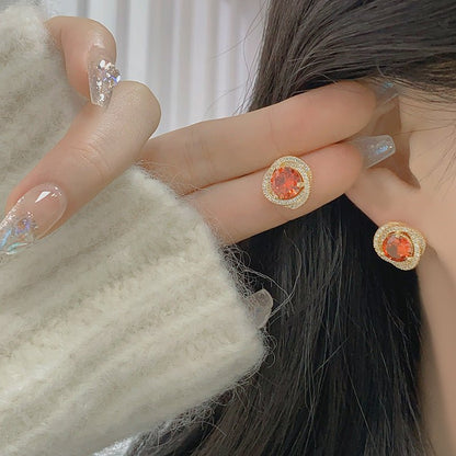 Ruby Stud Earrings - Ivana - Hypoallergenic - Abbott Atelier