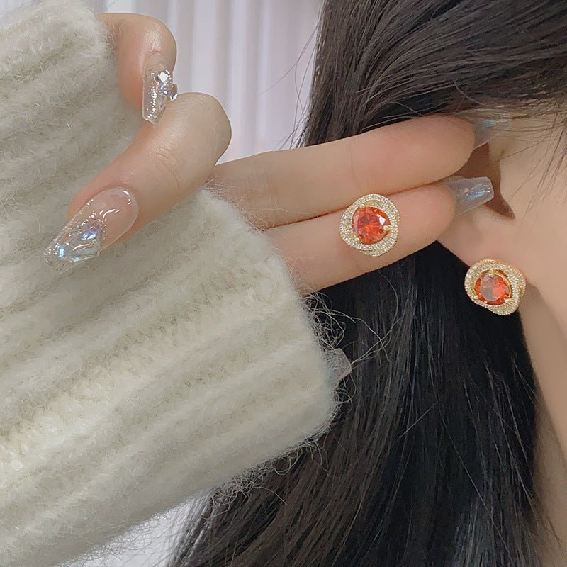 Ruby Stud Earrings - Ivana - Hypoallergenic - Abbott Atelier