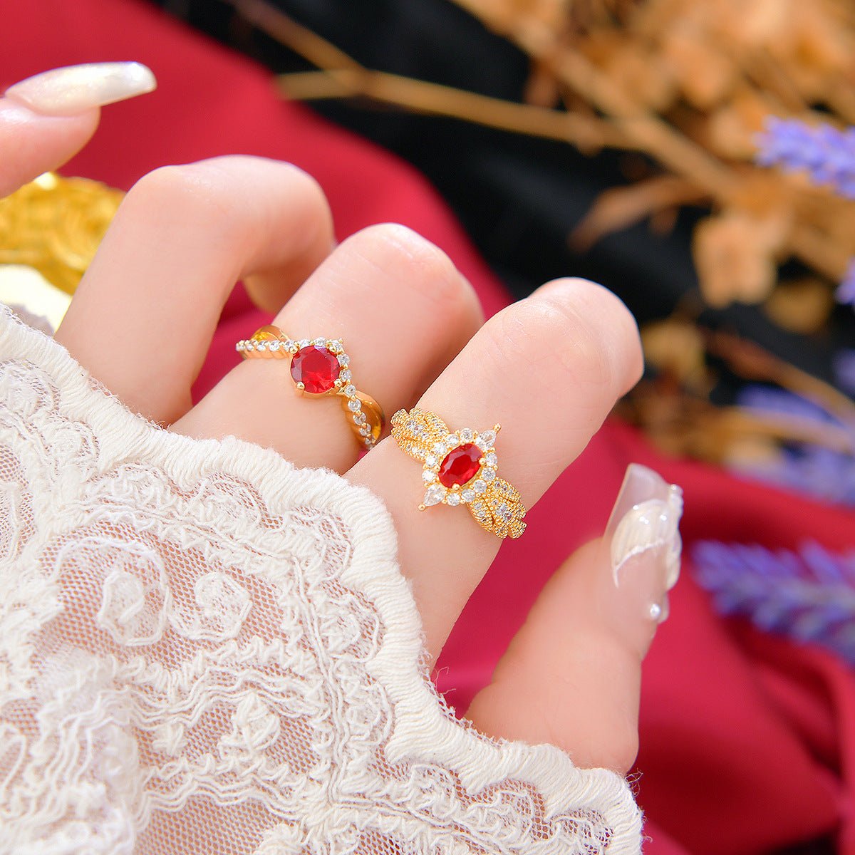 Ruby Twist Ring - Gold - Plated - Abbott Atelier